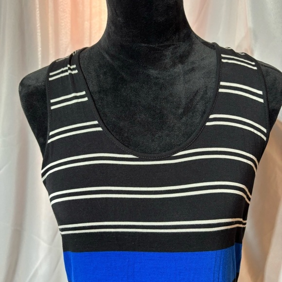 BOGO Calvin Klein Black/White/Blue Racerback Maxi Dress Size 12 - Picture 7 of 7